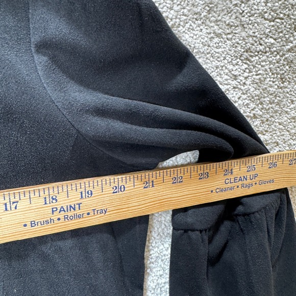 J.McLaughlin Black Faux Suede Bell Sleeve Blouse Womens Large Stretch Keyhole - Picture 9 of 10